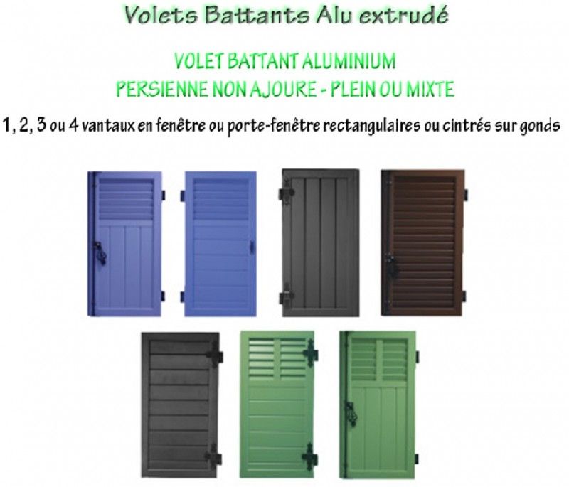 différents modèles de volets battants en aluminium extrudé